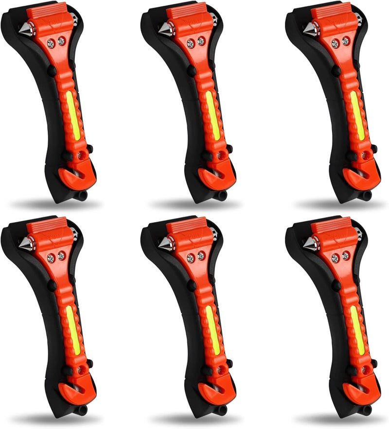 MorTime 6 Pack Car Safety Hammer Window Breaker, Car Emergency Escape Tool, Window Hammer Seat Belt Cutter - Image 1